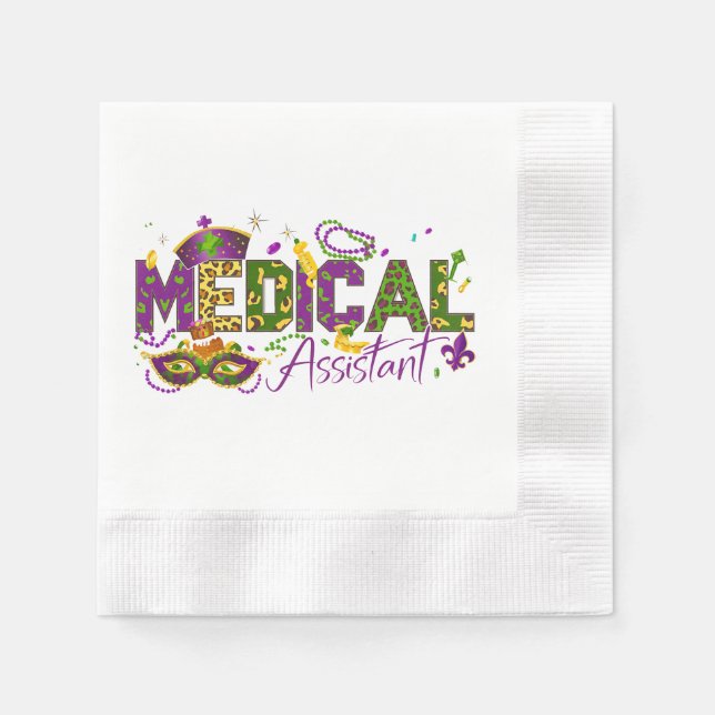 Medical Assistant - Mardi Gras Napkin (Front)