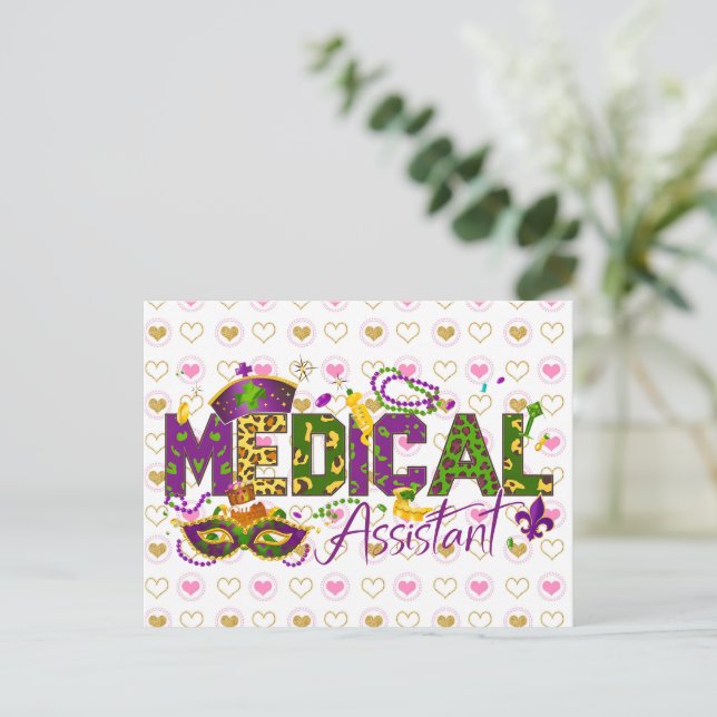 Medical Assistant - Mardi Gras Postcard (Standing Front)