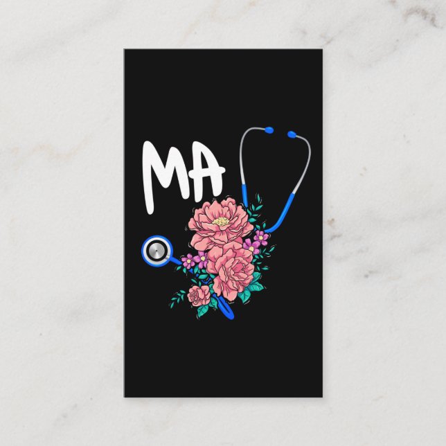 Medical Assistant Nurse Flower Stethoscope Floral Business Card (Front)