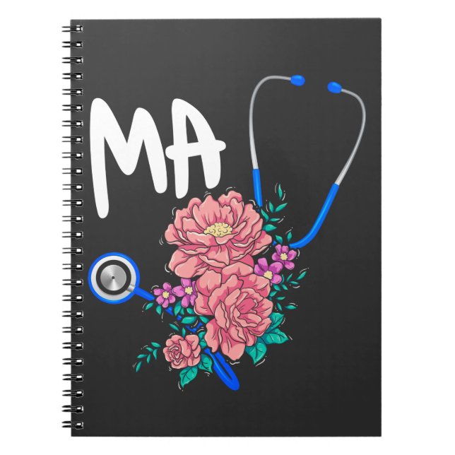 Medical Assistant Nurse Flower Stethoscope Floral Notebook (Front)