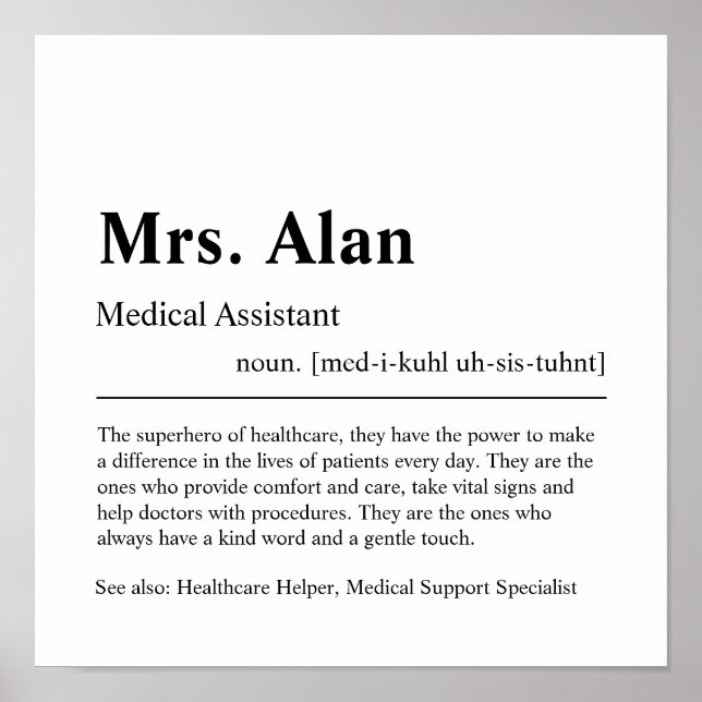 Medical Assistant Personalised Gift Poster (Front)