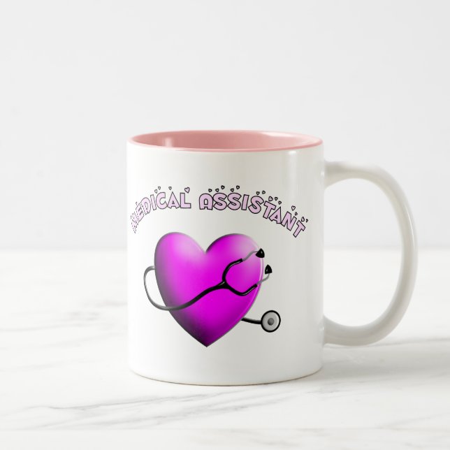 Medical Assistant PINK HEART Design Gifts Two-Tone Coffee Mug (Right)
