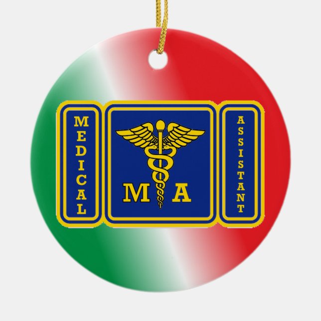 Medical Assistant Shield Custom Ceramic Tree Decoration (Front)