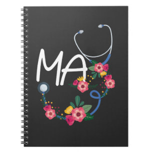 Medical Assistant Stethoscope Floral Wreath Notebook