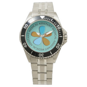Medical Assistant Watch Floral Light Blue