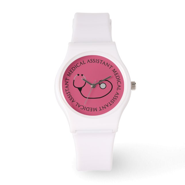 Medical Assistant Watch Stethoscope Pink (Front)