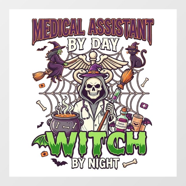 Medical Assistant Witch Skeleton Syringe Cauldron  (Sheet)