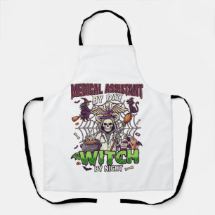 Medical Assistant Witch Skeleton Syringe Cauldron Apron