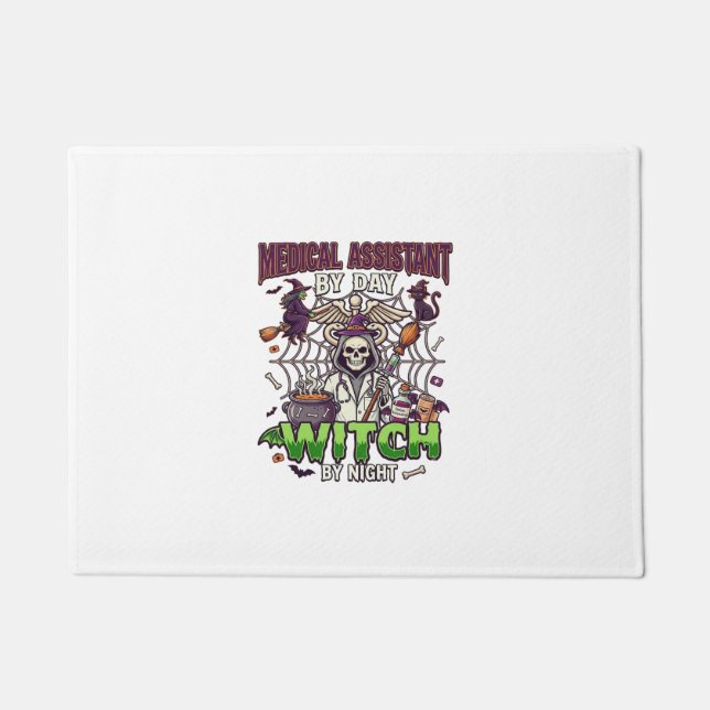 Medical Assistant Witch Skeleton Syringe Cauldron  Doormat (Front)