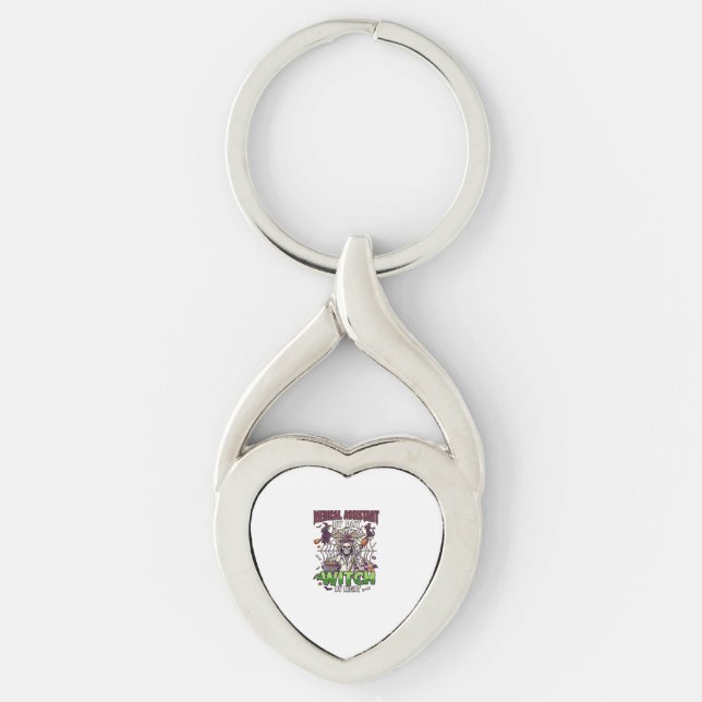 Medical Assistant Witch Skeleton Syringe Cauldron  Key Ring (Front)