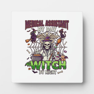 Medical Assistant Witch Skeleton Syringe Cauldron Plaque