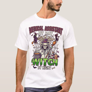 Medical Assistant Witch Skeleton Syringe Cauldron T-Shirt