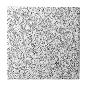 Medical B&W Pattern Ceramic Tile