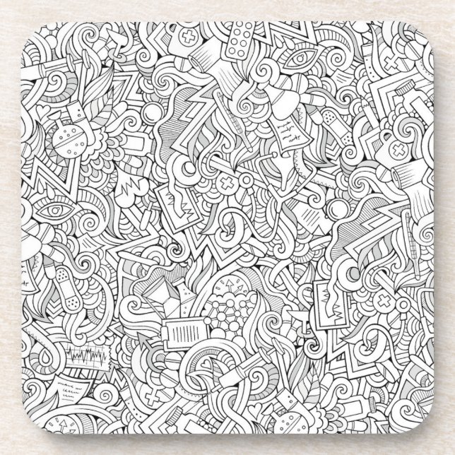 Medical B&W Pattern Coaster (Front)