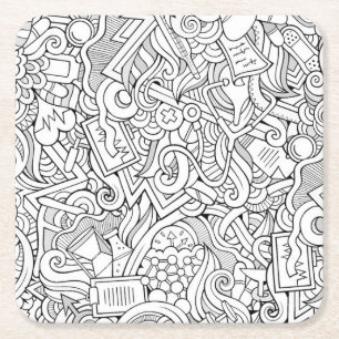 Medical B&W Pattern Square Paper Coaster