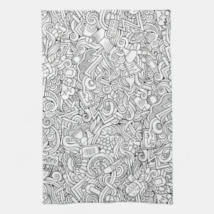 Medical B&W Pattern Tea Towel