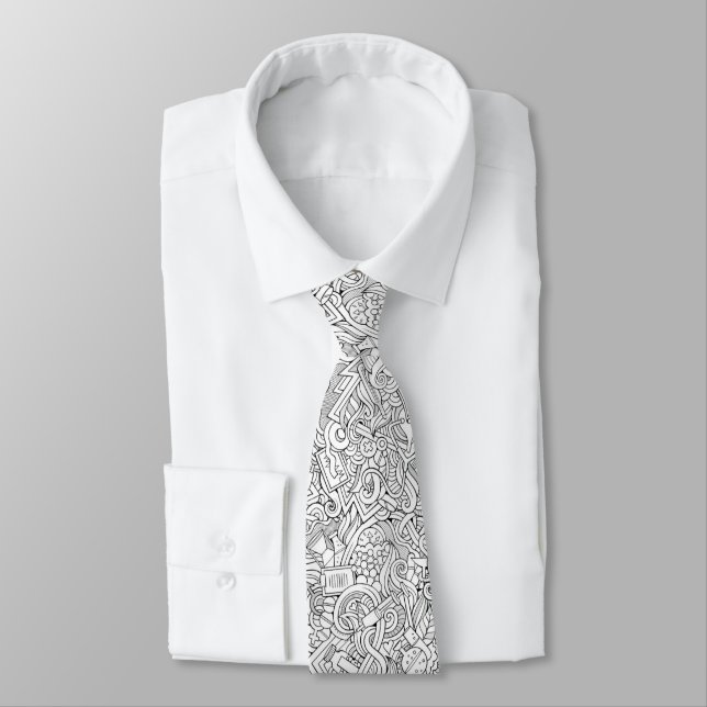 Medical B&W Pattern Tie (Tied)