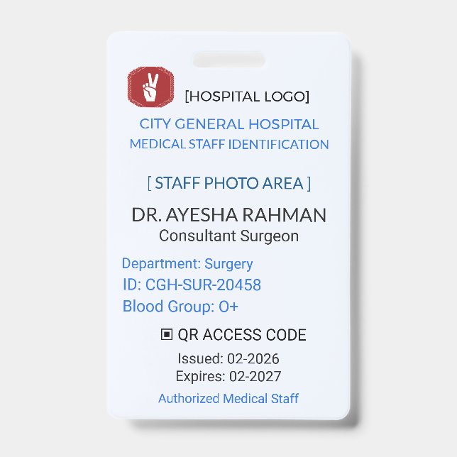 Medical Badge | Surgical Staff – Hospital ID (Front)