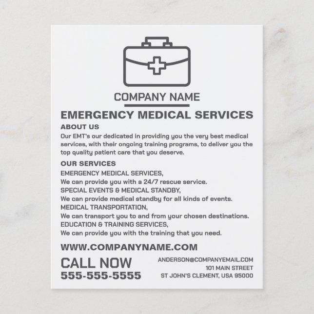 Medical Bag Design, EMT, Paramedic Advertising Flyer (Front)