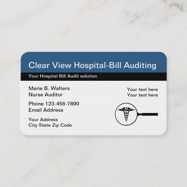 Medical Billing Auditing Service Business Card (Front)