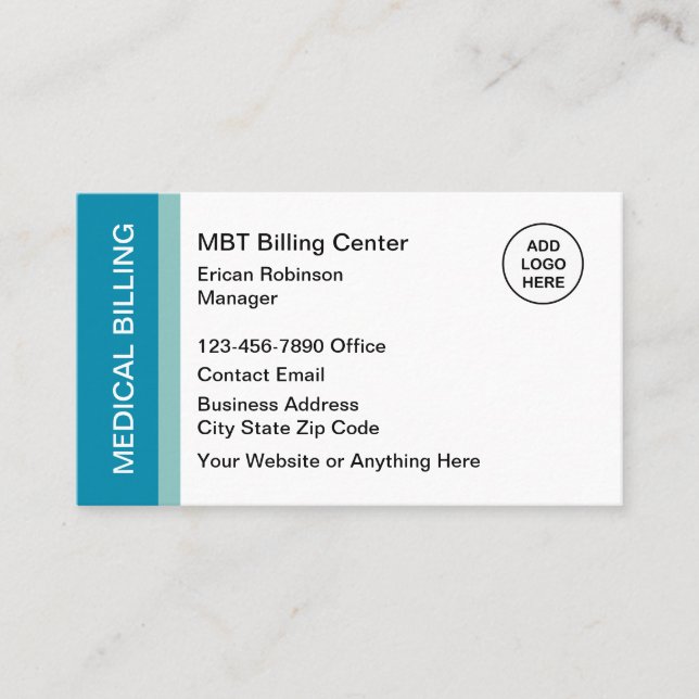 Medical Billing Modern Logo Business Cards (Front)