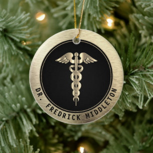 Medical 👨‍⚕️ - Black and Gold Ceramic Ornament