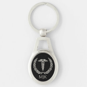 Medical - Black and Silver Keychain