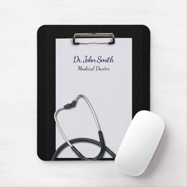 Medical Black Clipboard with Stethoscope Mouse Pad (With Mouse)