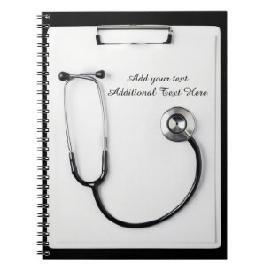 Medical Black Stethoscope Logo clipboard Notebook