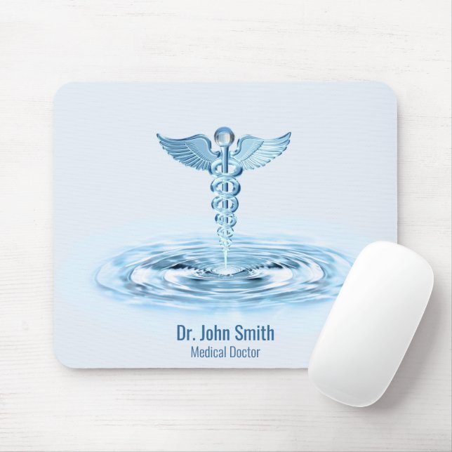 Medical Blue Caduceus Water Ripples Hermes Rod Mouse Pad (With Mouse)
