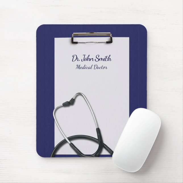 Medical Blue Clipboard with Stethoscope Mouse Pad (With Mouse)