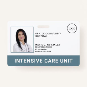 Medical Blue Grey Hospital Logo Photo ID ID Badge