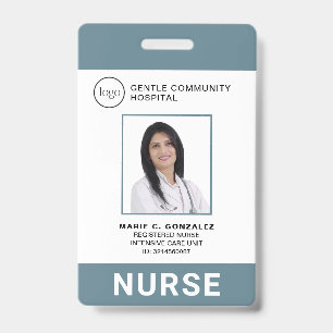Medical Blue Grey Hospital Logo Photo ID Nurse Badge
