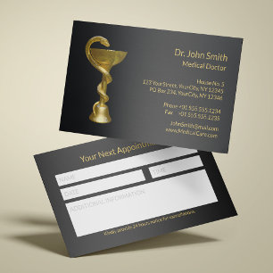 Medical Bowl Snake Hygieia Gold Pharmacy Reminder Appointment Card