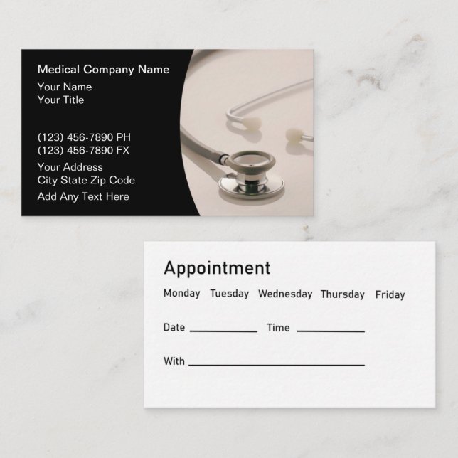 Medical Business Appointment Reminder Cards (Front/Back)