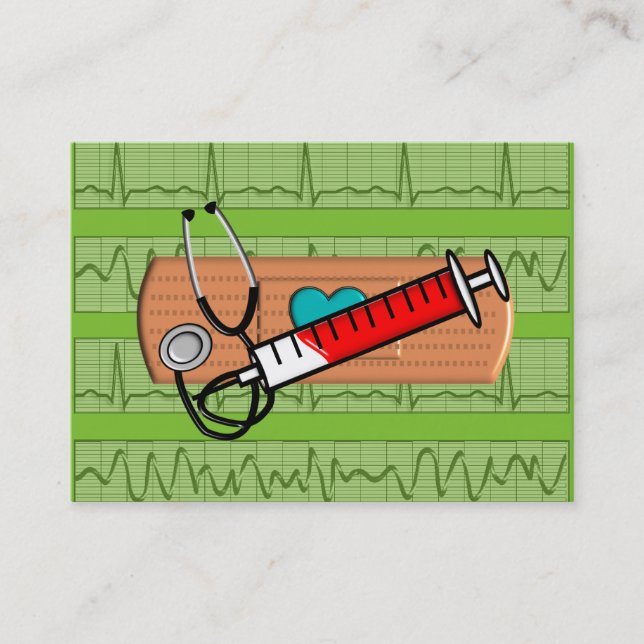 Medical Business Cards Big Bandaid Lime II (Front)