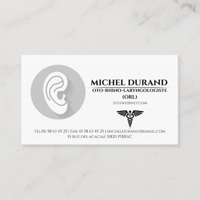 Medical Business Cards ORL Otorhino-laryngo (Front)