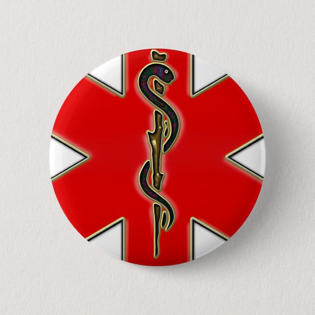 Medical Caduceus 6 Cm Round Badge (Front)