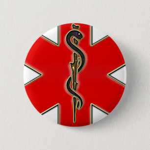 Medical Caduceus 6 Cm Round Badge