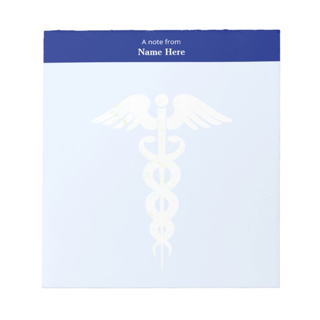 Medical Caduceus & Blue Header Simple Notepad (Front)