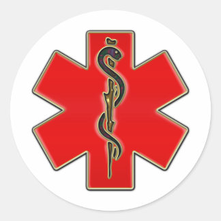 Medical Caduceus Classic Round Sticker