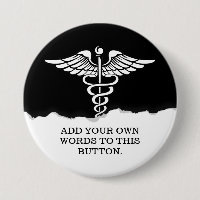 Medical Caduceus Custom Text Solid Black