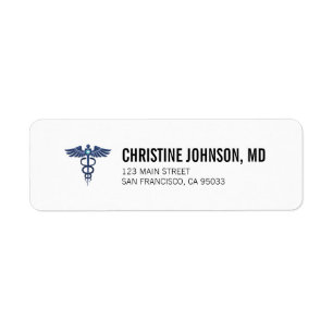 Medical Caduceus Doctor Nurse Return Address Label