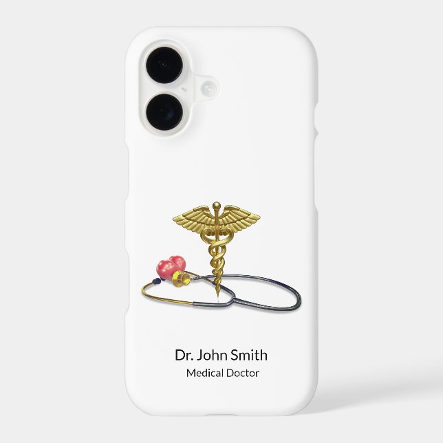 Medical Caduceus & Gold Stethoscope with Heart (Back)