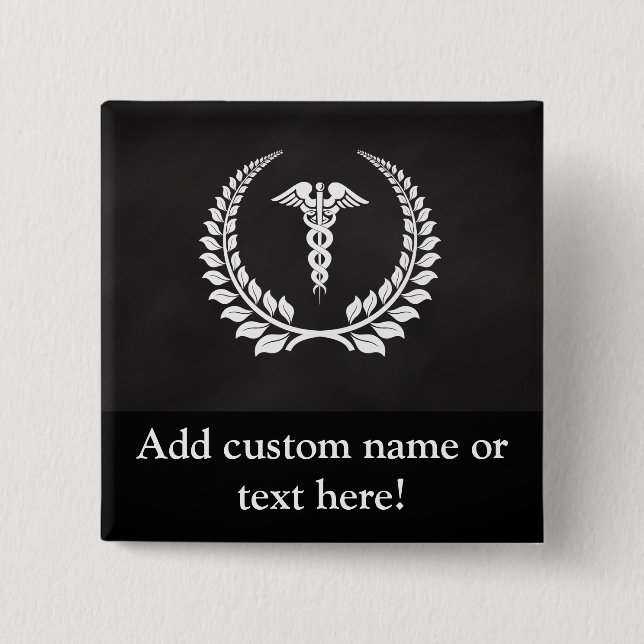 Medical Caduceus Laurel 15 Cm Square Badge (Front)