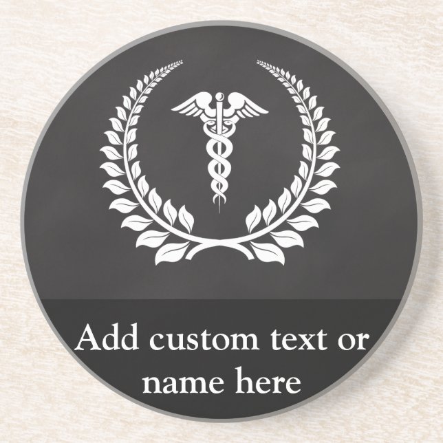 Medical Caduceus Laurel Coaster (Front)