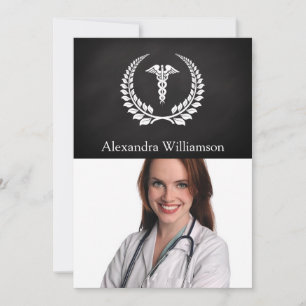 Medical Caduceus Laurel Invitation