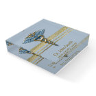 Medical Caduceus Light Blue Faux Gold Foil Stripes