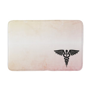 Medical Caduceus Look of Rustic Marble Bath Mat
