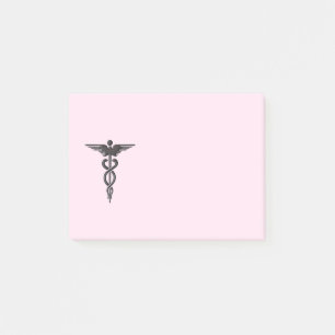 Medical Caduceus on Pink Post-it Notes